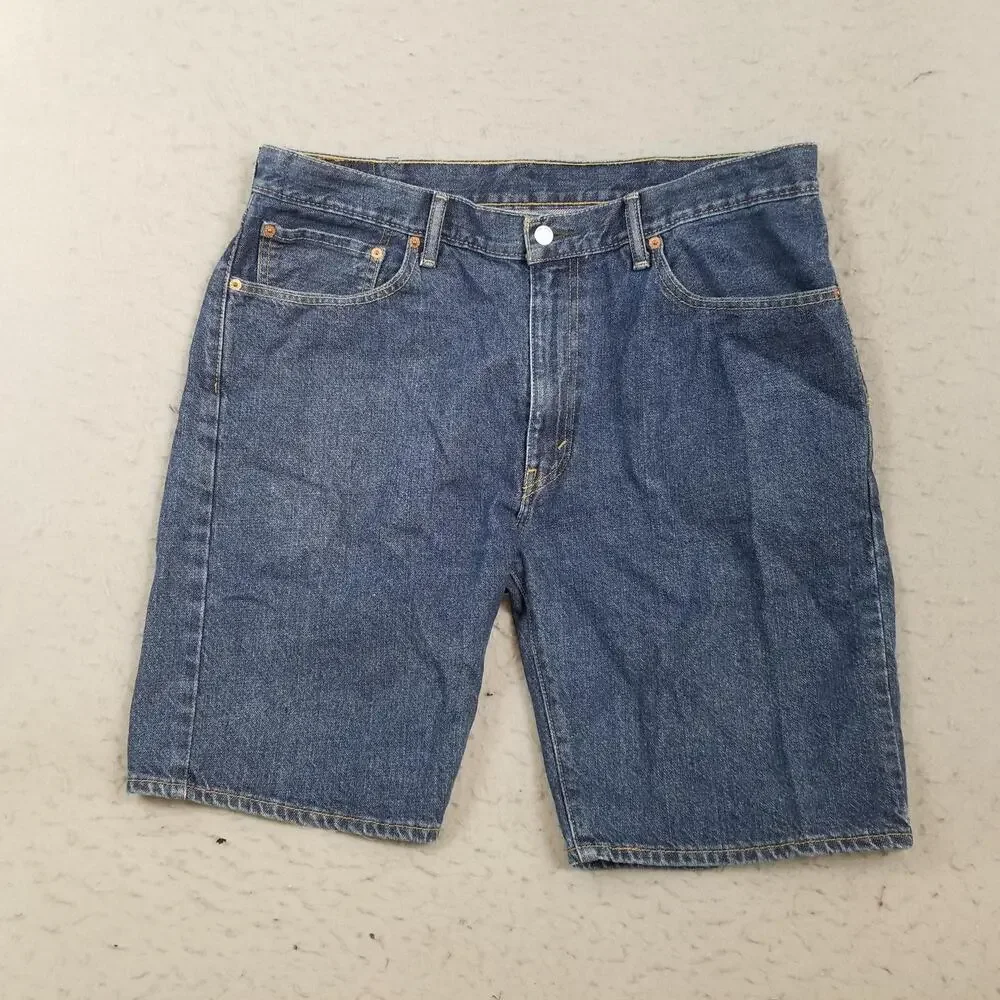 Levis 505 Denim Shorts Mens 38‎ Blue Regular Fit Bermuda 11 Inseam Casual